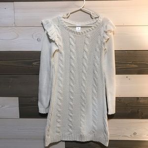 Carter’s ⚜️ White Cable Knit Ruffled Sweater Tunic Dress
